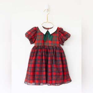 Classic Plaid Kids Dress with White Collar